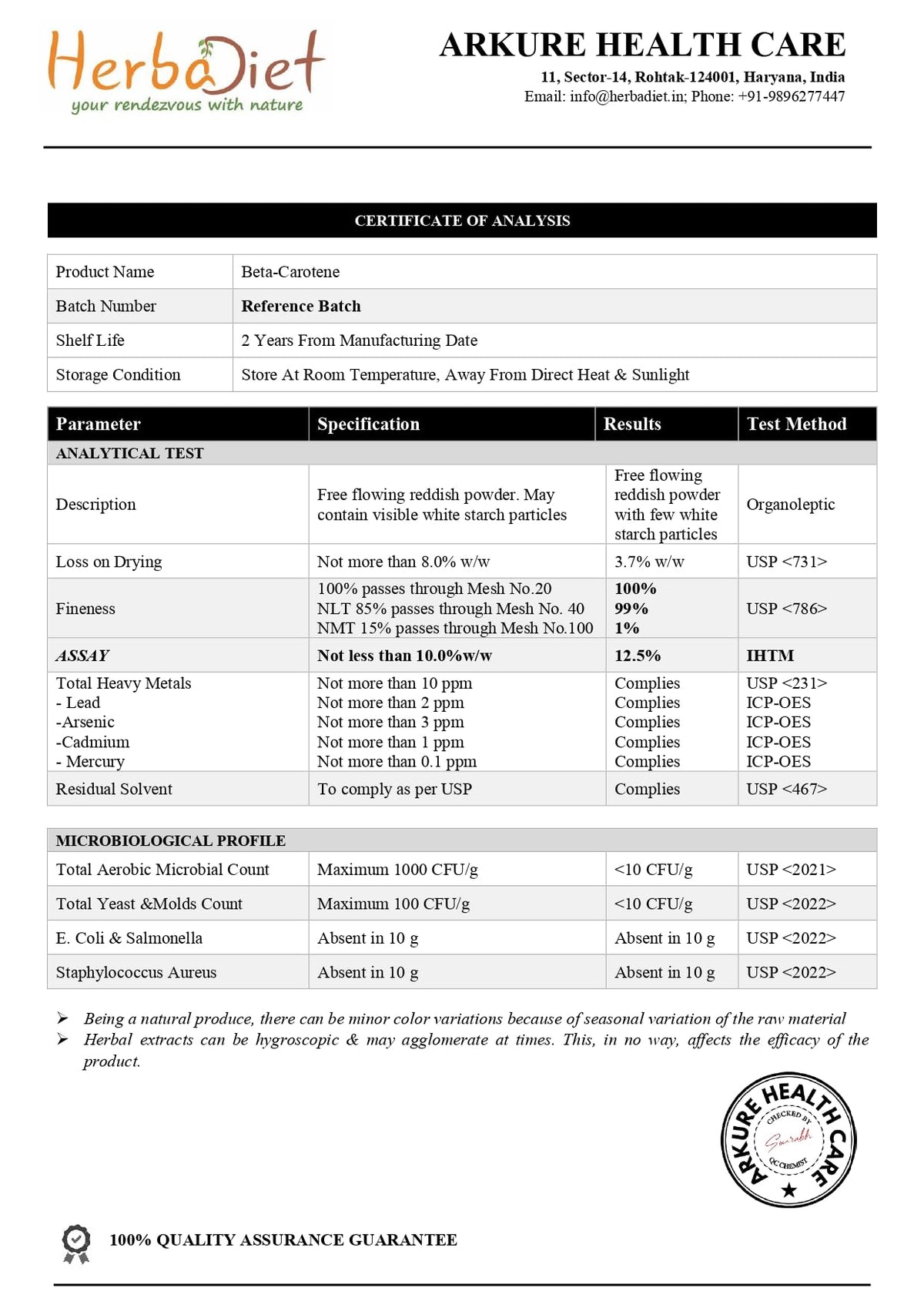 Herbadiet Beta Carotene 25000 IU Vitamin A Powder - 50g - image 3