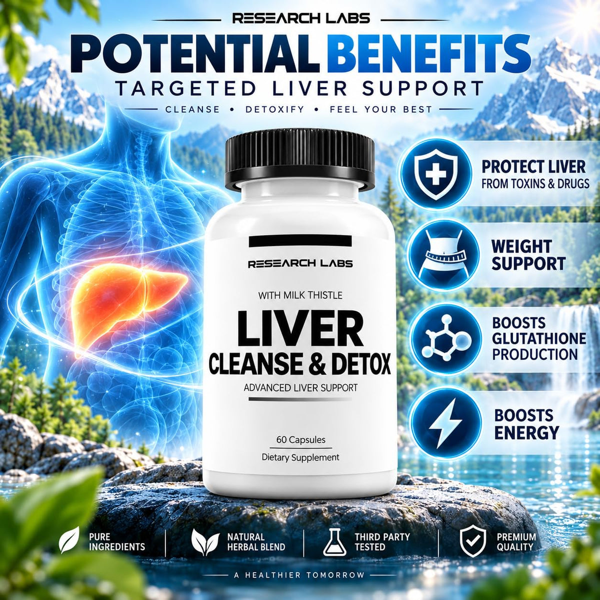 Research Labs Doctor Recommended Premium Liver Cleanse Detox & Repair