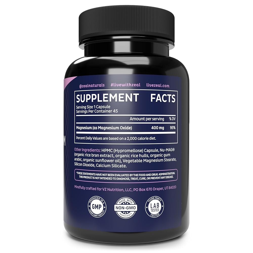 Zeal Naturals Magnesium Oxide 400mg - 45 Capsules - image 9
