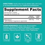 Qunol Magnesium Glycinate Tablets 300mg, 100% Chelated, Gluten-Free