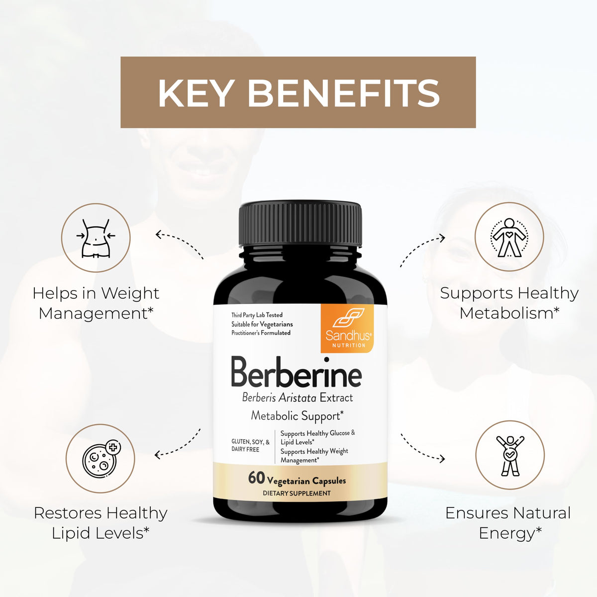 Sandhu's Berberine HCL 500mg Supplement - 60 Vegetarian Capsules - image 4