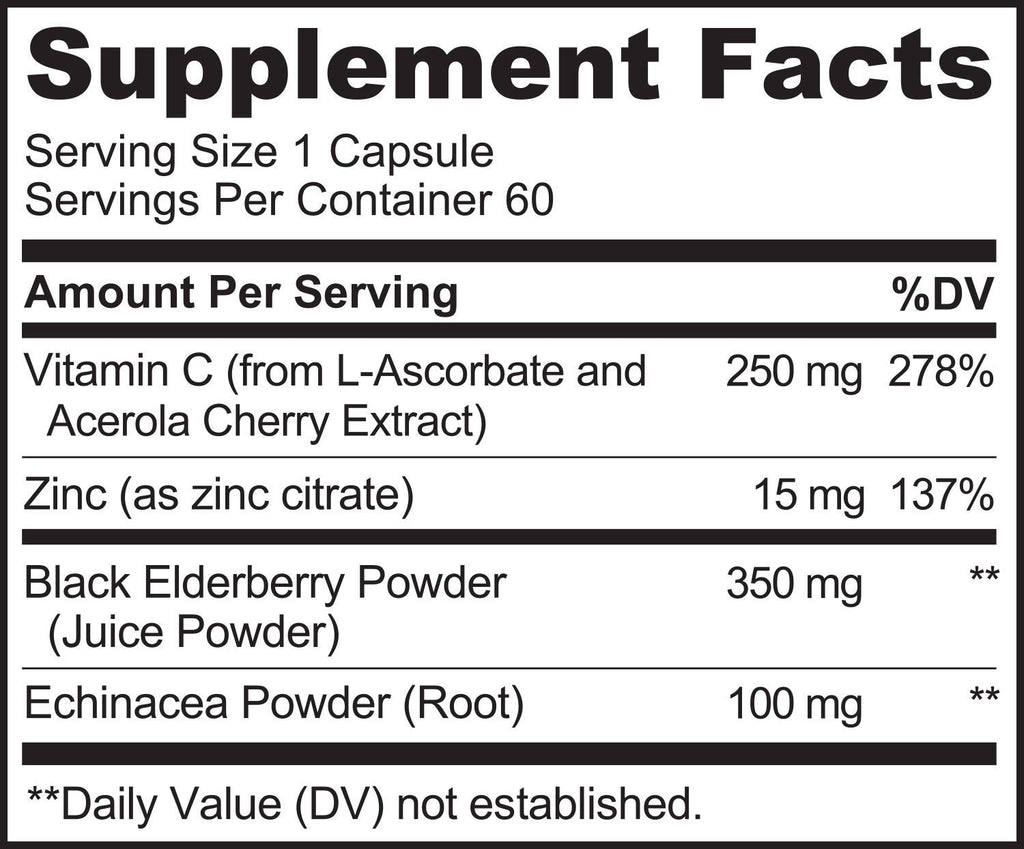 NATURELO Immune Support Supplement Elderberry Vitamin C - 120 Capsules - image 3