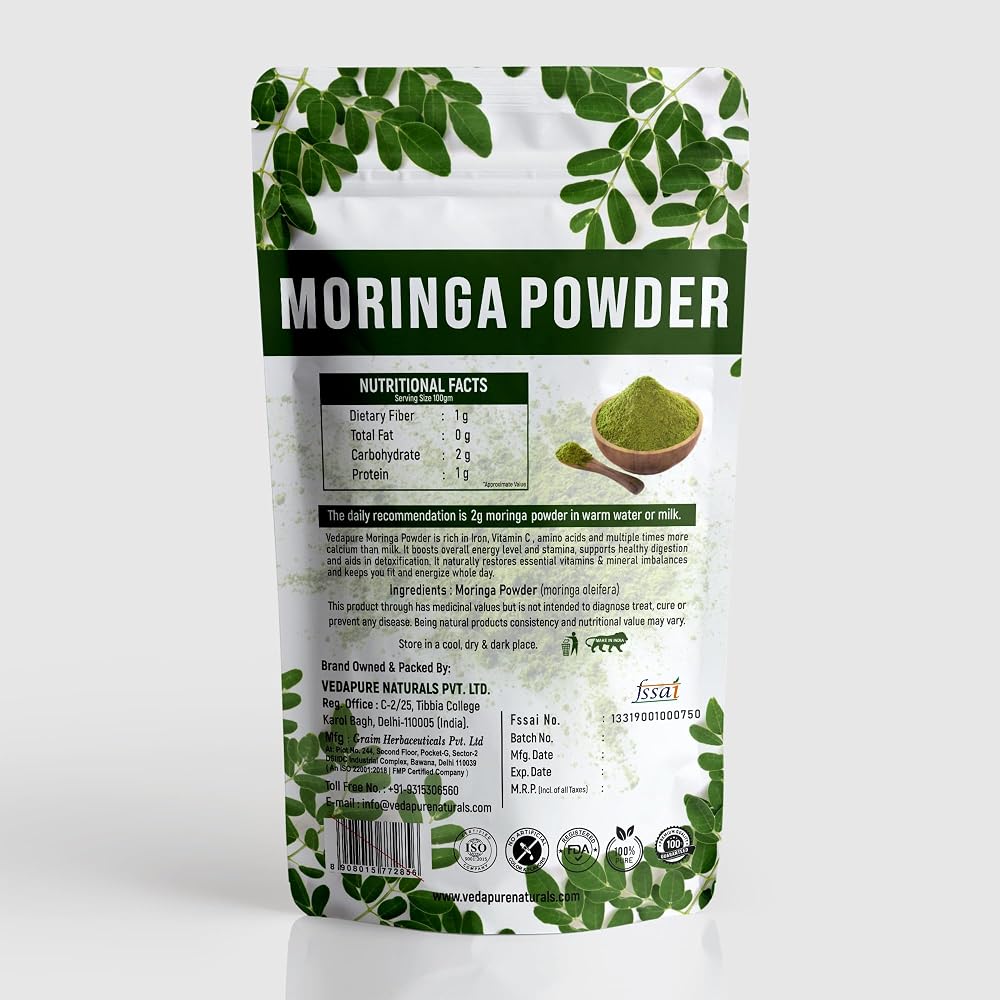 VEDAPURE Organic Moringa Oleifera Leaf Powder - 3.5 oz - image 2