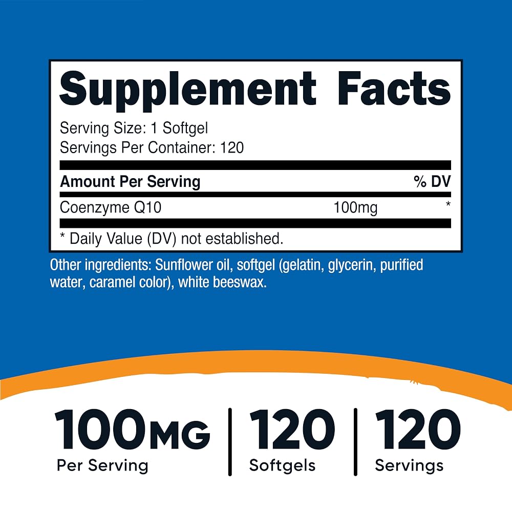 Nutricost CoQ10 100mg Softgels - 120 Softgels - image 2