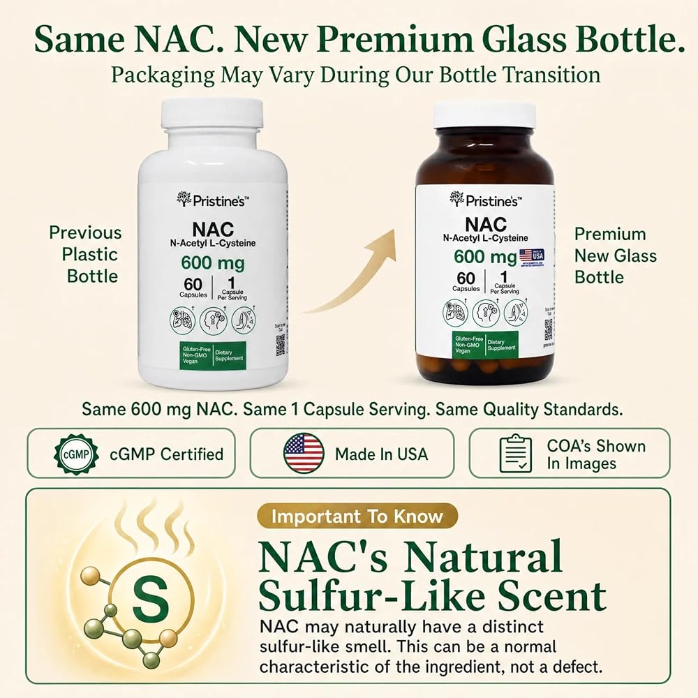 PRISTINE'S NAC 600 mg N-Acetyl Cysteine - 60 Capsules - image 2