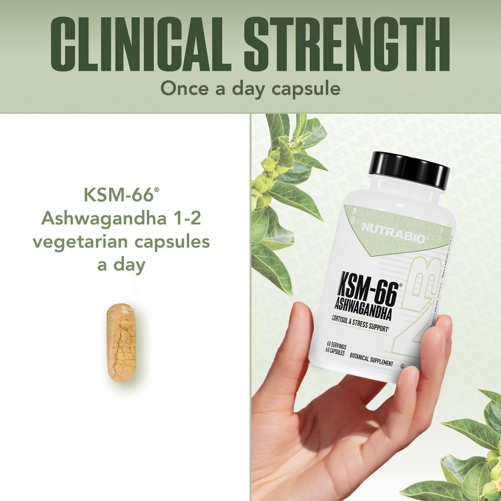 NutraBio Ashwagandha KSM-66 600 MG for Stress & Mood - 60 Capsules - image 5