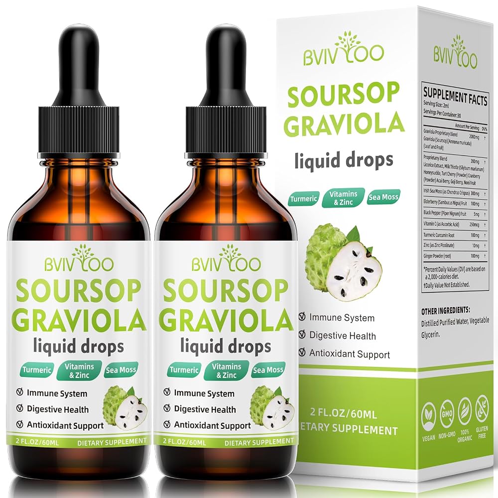 BVIVLOO Soursop Graviola Liquid Drops Immune Support - 2 Pack