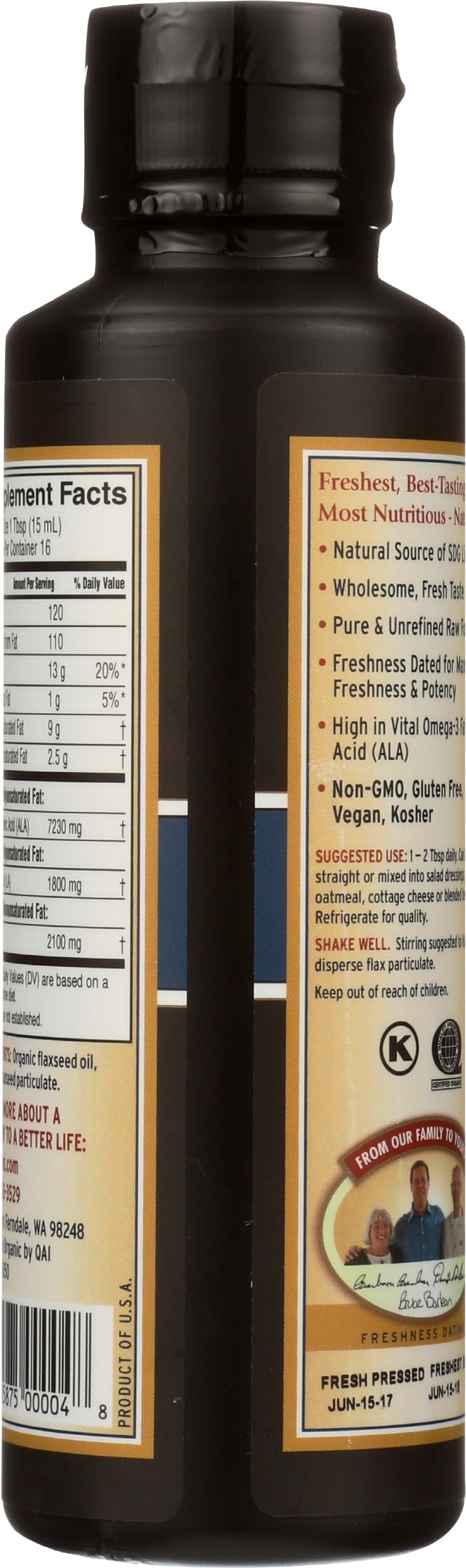 Barlean's Organic Lignan Flaxseed Oil, ALA Omega-3, Cold-Pressed, 8oz - image 4