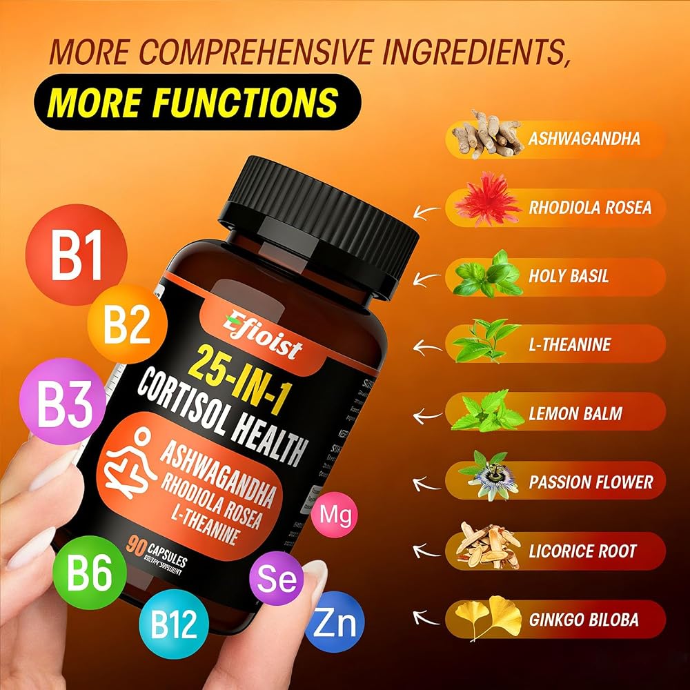 Efioist Cortisol Supplement with Ashwagandha & Rhodiola - 90 Capsules - image 5