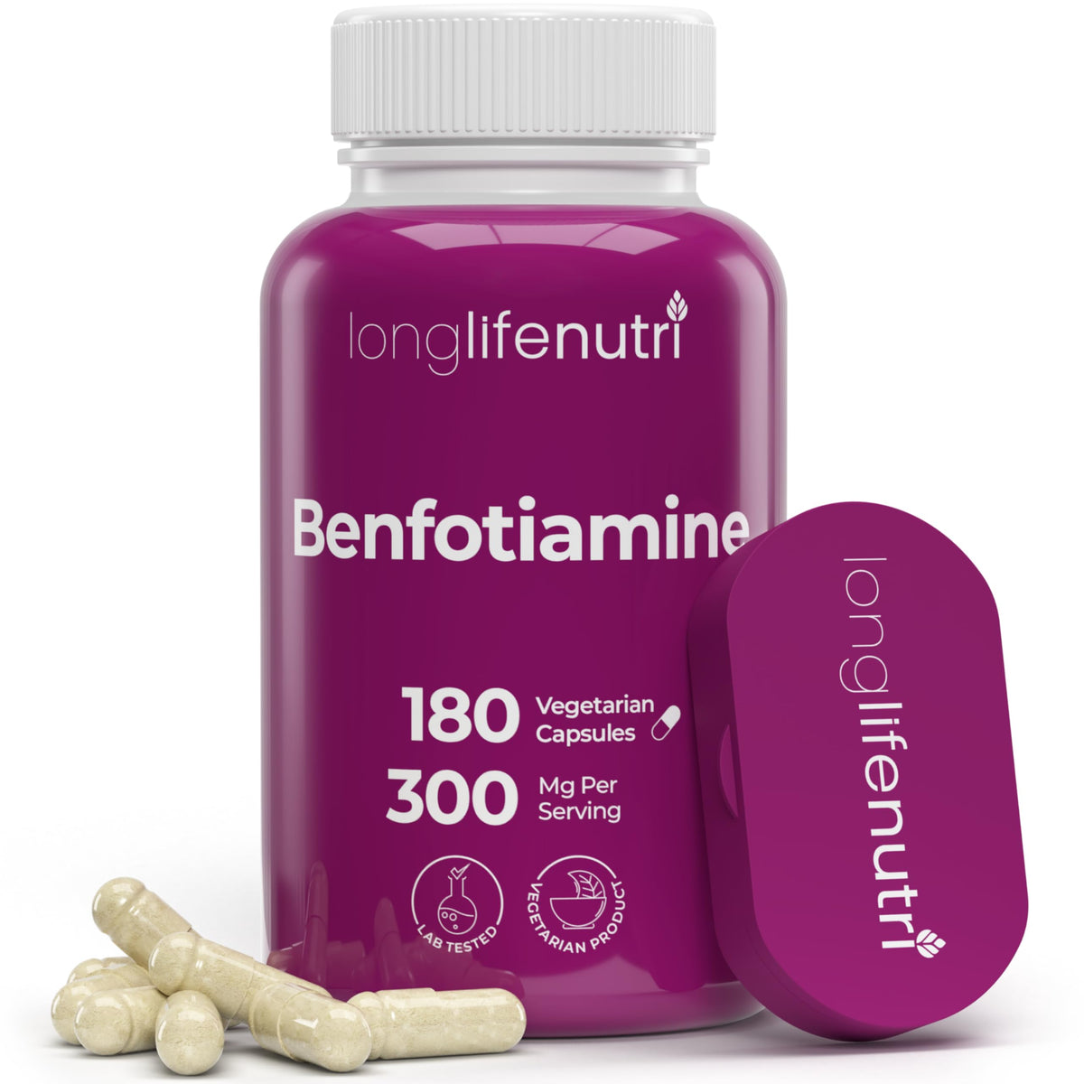 LongLifeNutri Benfotiamine 300mg Vitamin B1 - 180 Vegetarian Capsules