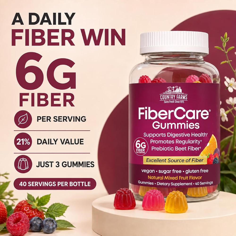 Country Farms Fiber Care Prebiotic Gummies, 6g Fiber - 240 Count - image 4