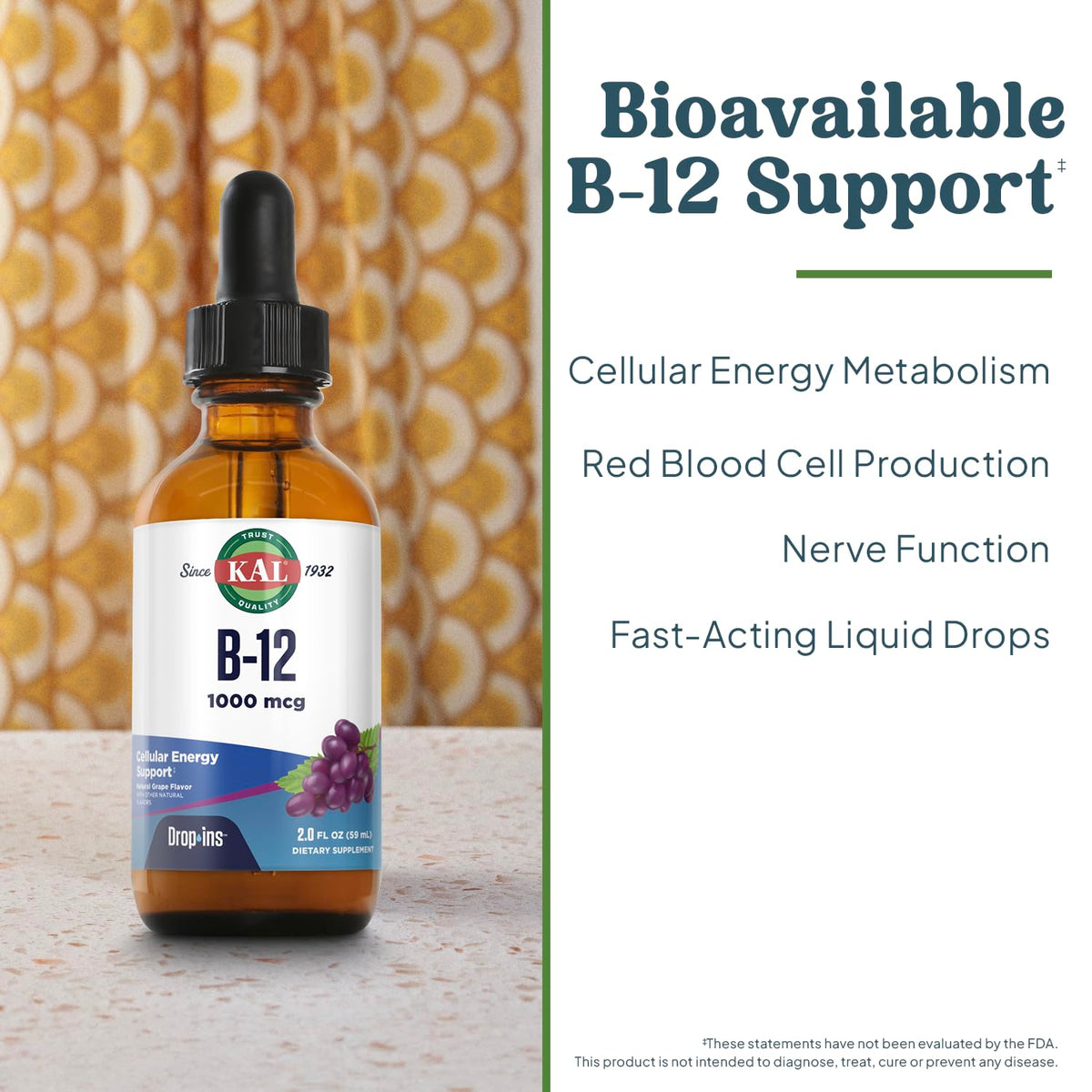 KAL B12 1000 mcg DropIns Liquid Vitamin - 2 Fl Oz - image 3