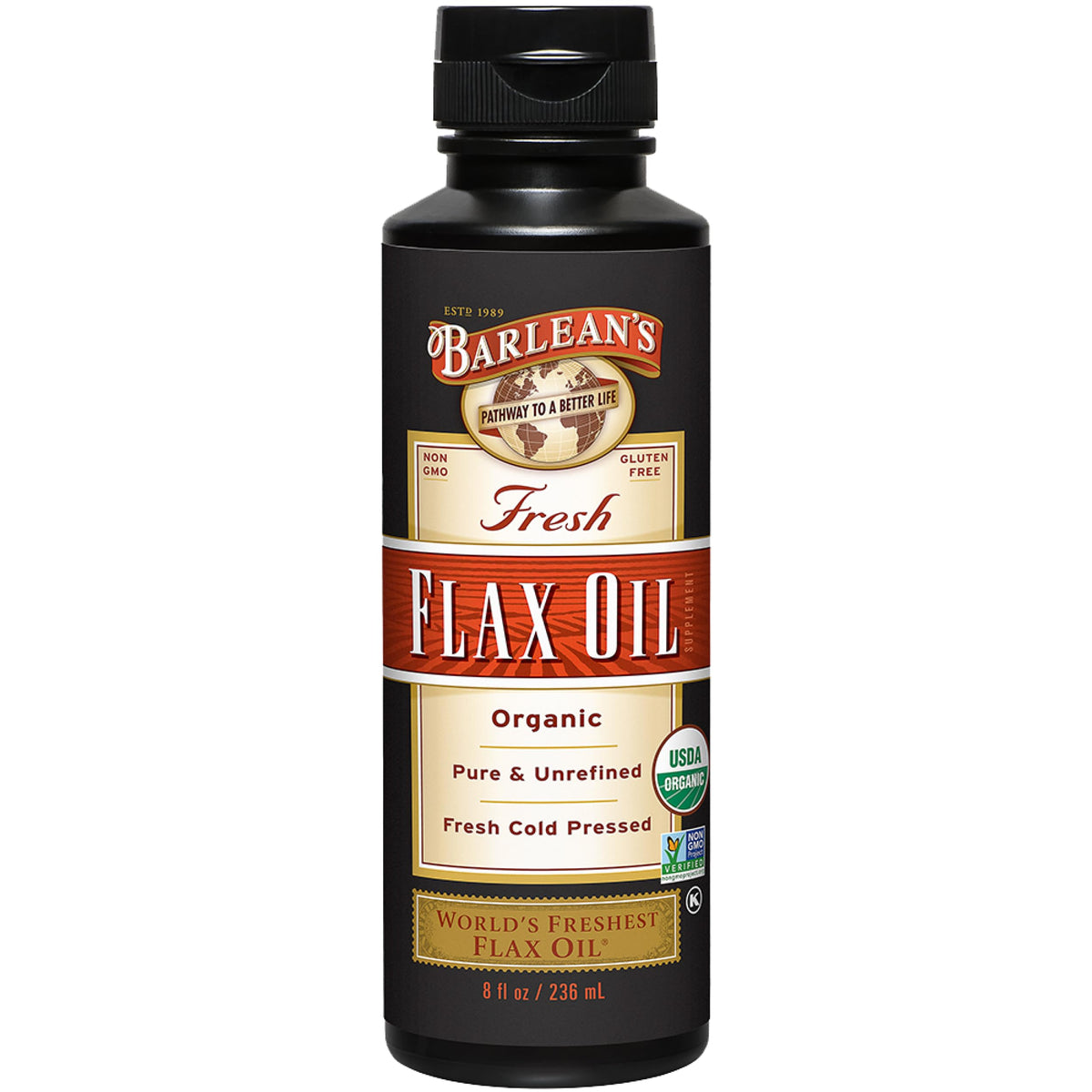 Barlean's Organic Flaxseed Oil Liquid Omega 3 - 8 fl oz