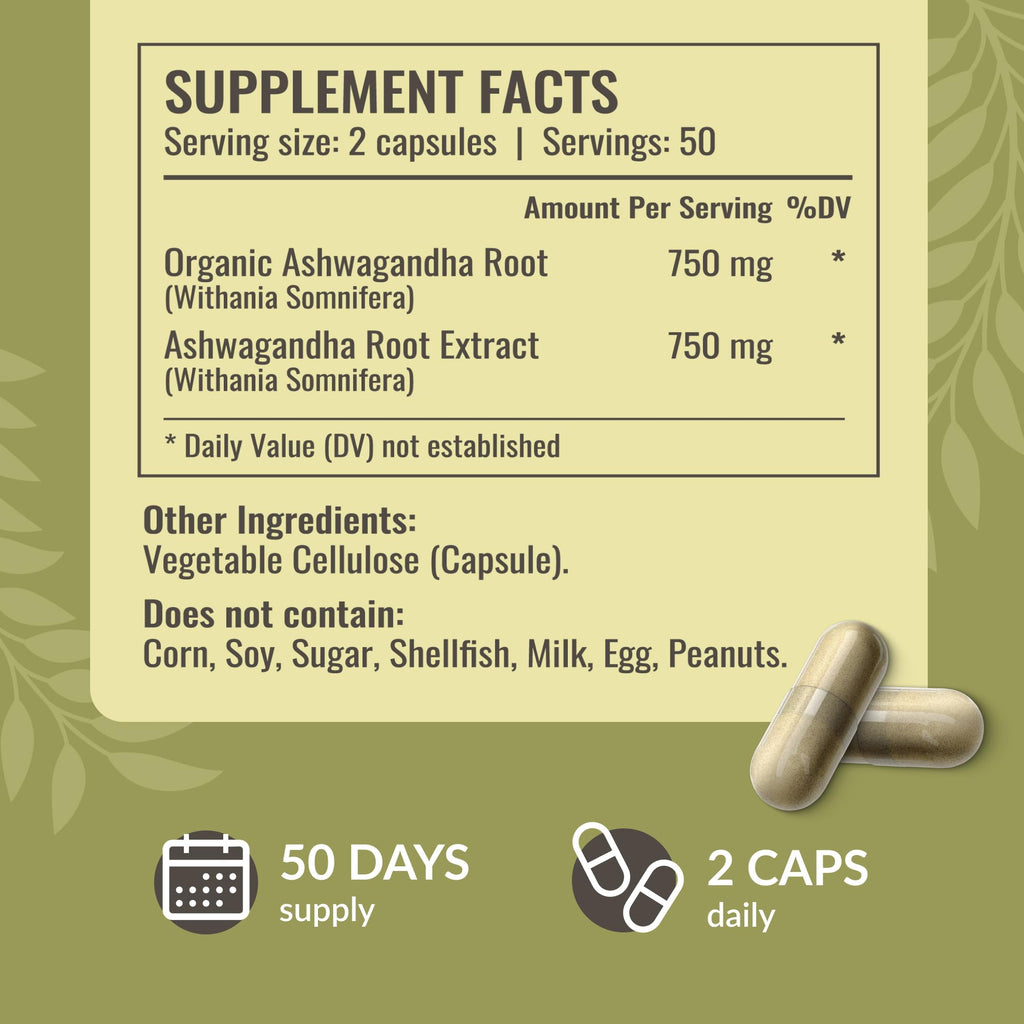 HERBAMAMA Ashwagandha Root Capsules for Mood & Relaxation - 100 Count - image 3