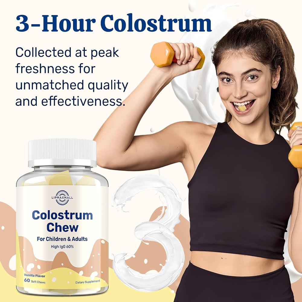 Lipmaxmall Bovine Colostrum Chews 60% IgG Immune Support - 60 Chews - image 4