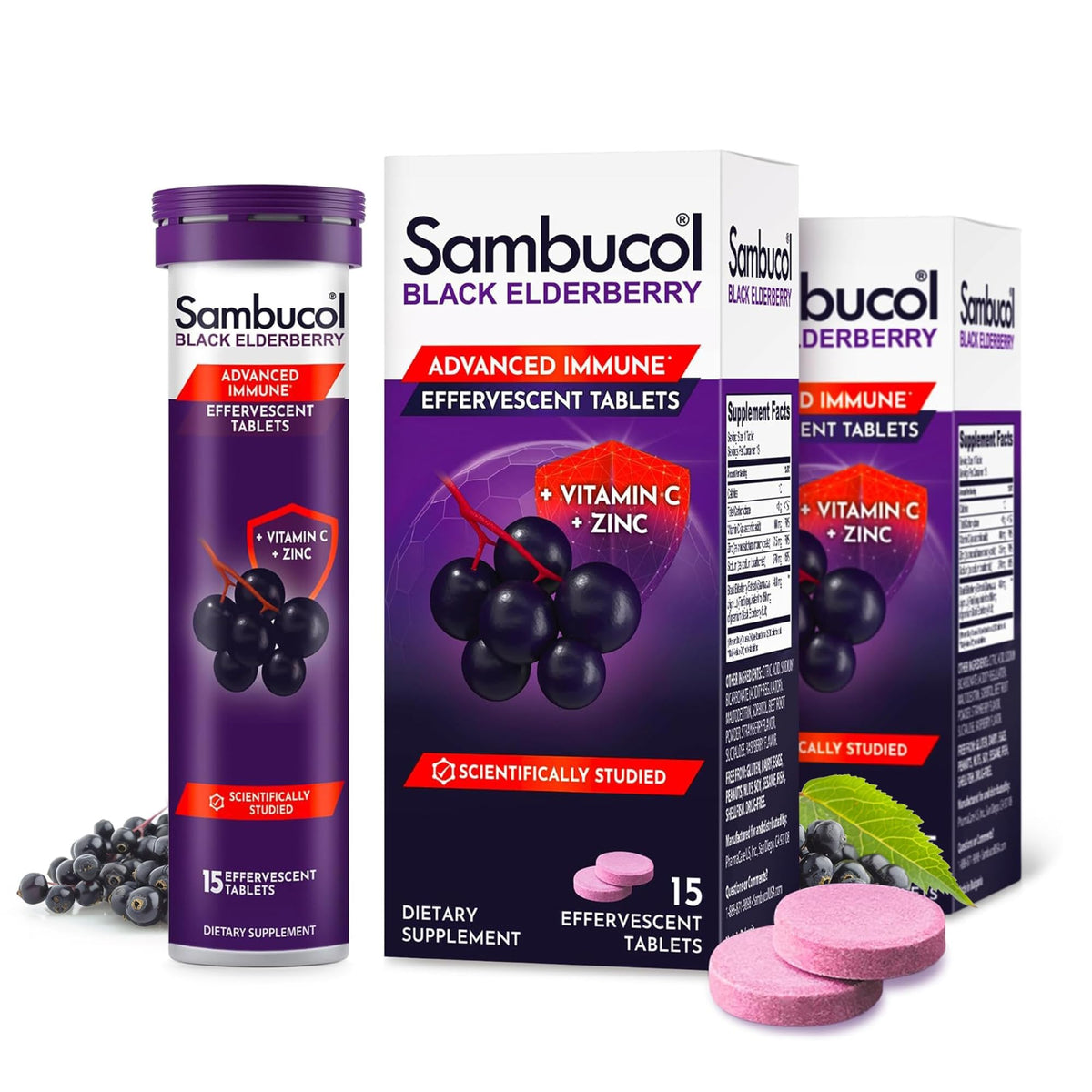 Sambucol Black Elderberry Tablets with Vitamin C & Zinc - Immune