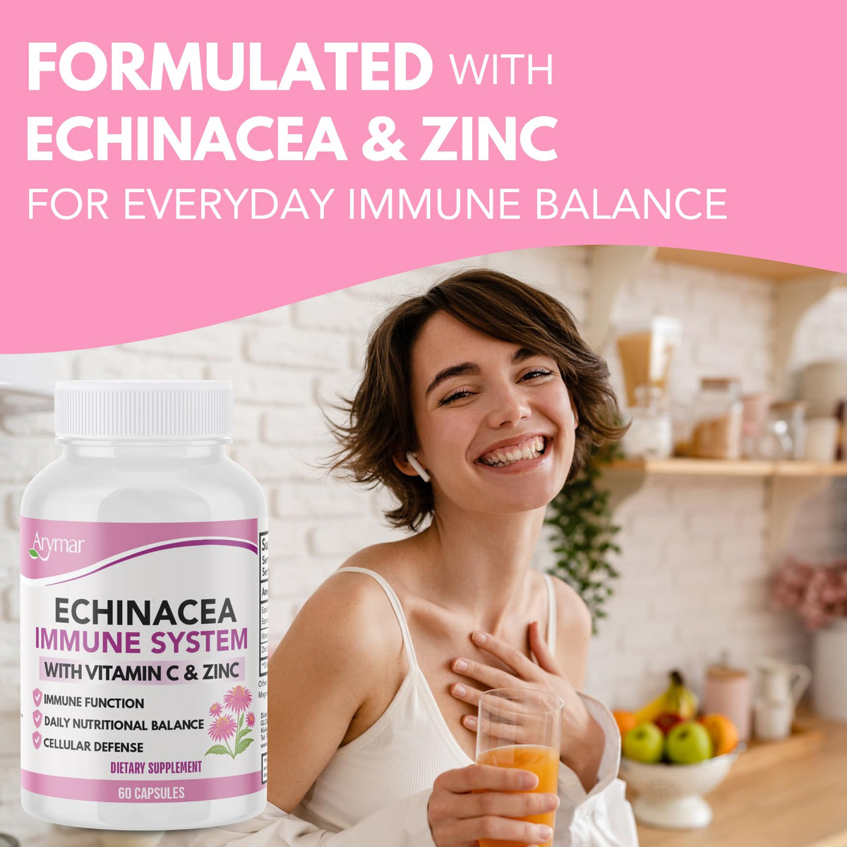 Arymar Echinacea 1000 mg with Vitamin C - 60 Capsules - image 2
