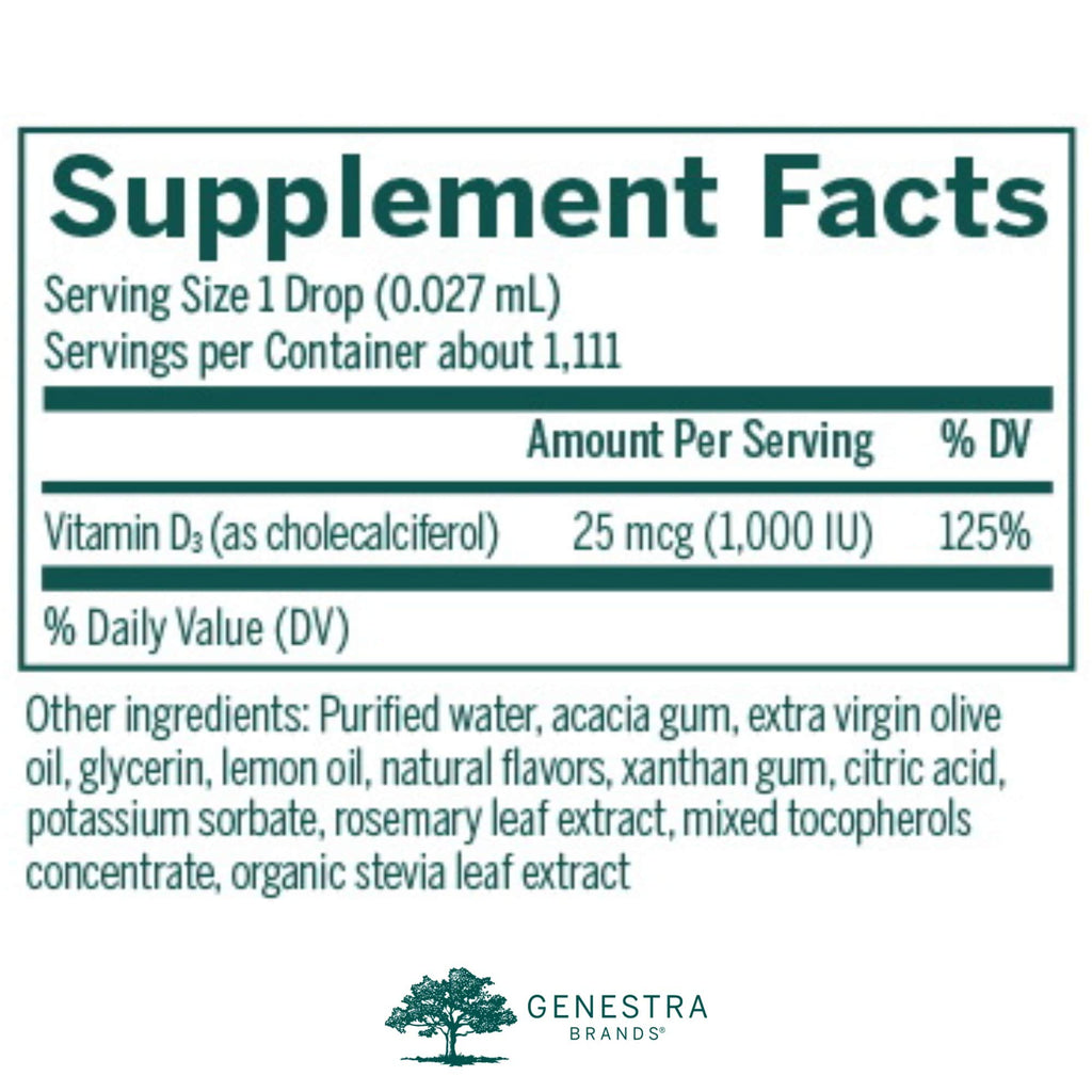 Genestra Brands D-Mulsion 1000 Vitamin D3 Drops - 1 Fl Oz - image 2