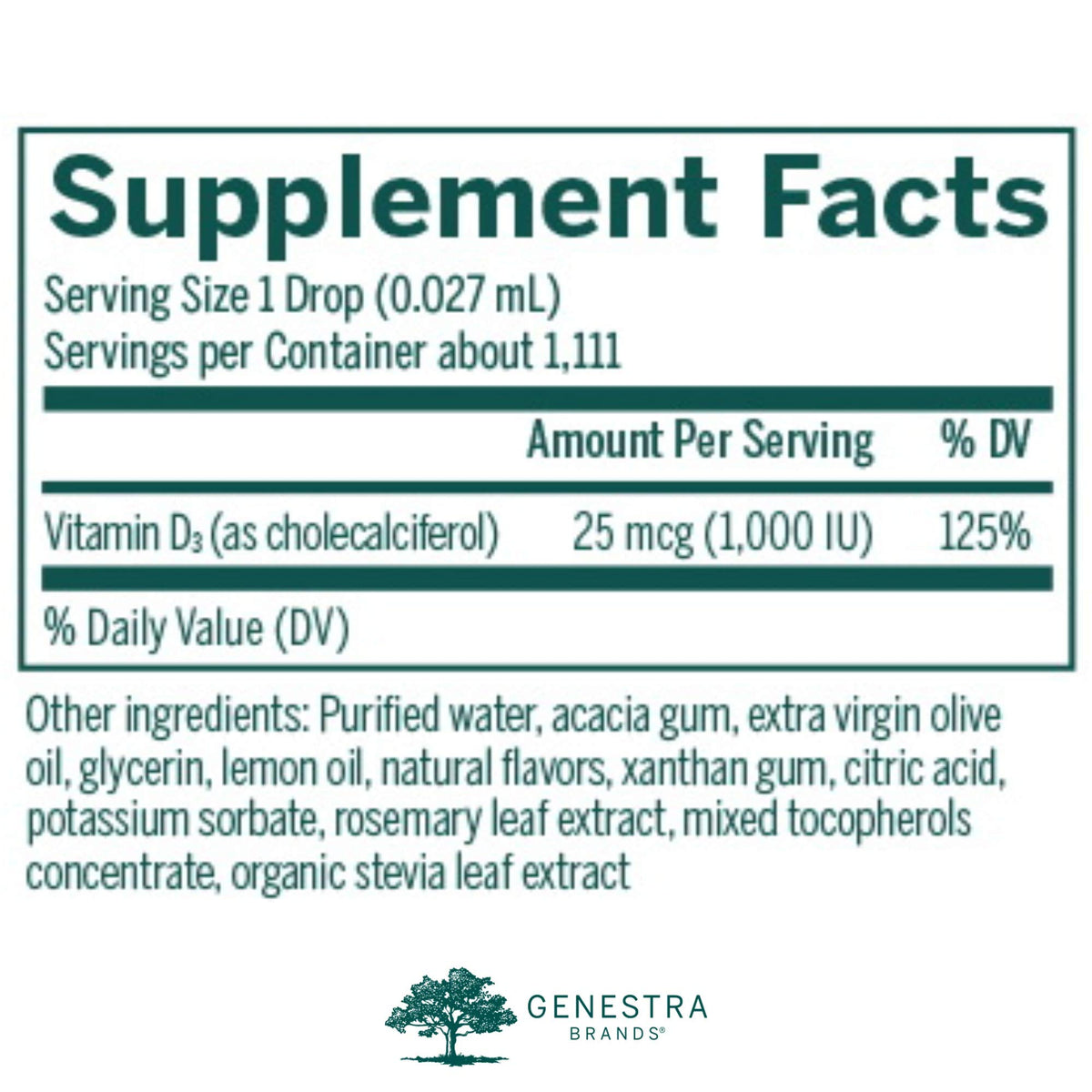 Genestra Brands D-Mulsion 1000 Vitamin D3 Drops - 1 Fl Oz - image 2