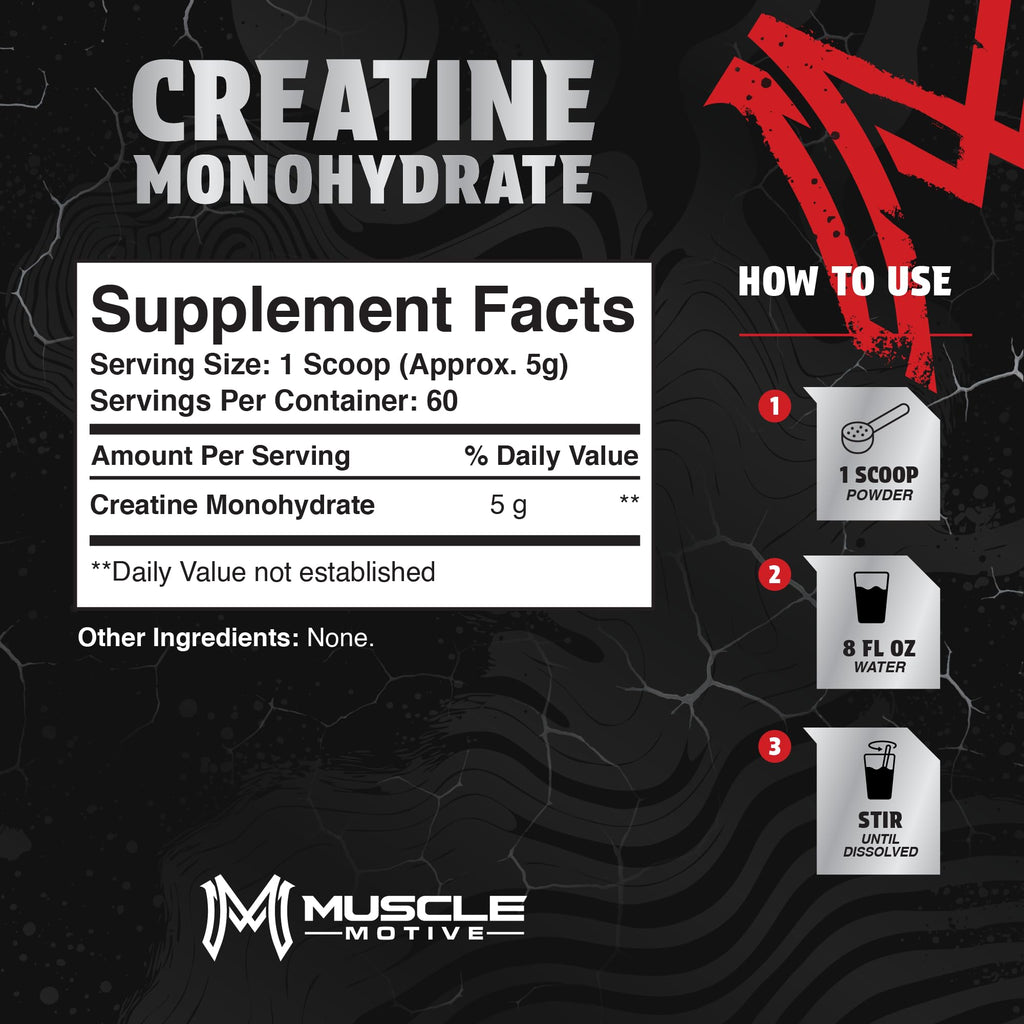 Muscle Motive Creatine Monohydrate Powder Unflavored - 300g - image 4