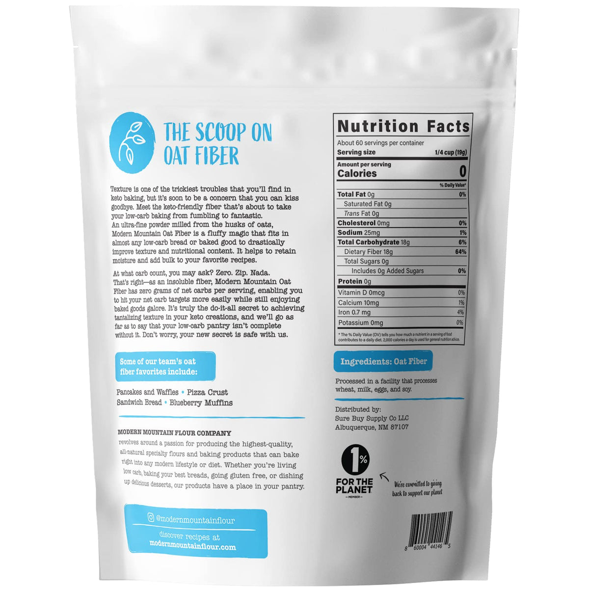 Modern Mountain Oat Fiber Powder for Keto Baking - 2.5 lb - image 3