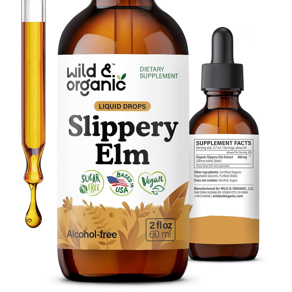 Wild & Organic Slippery Elm Liquid Drops - Organic Slippery Elm Bark