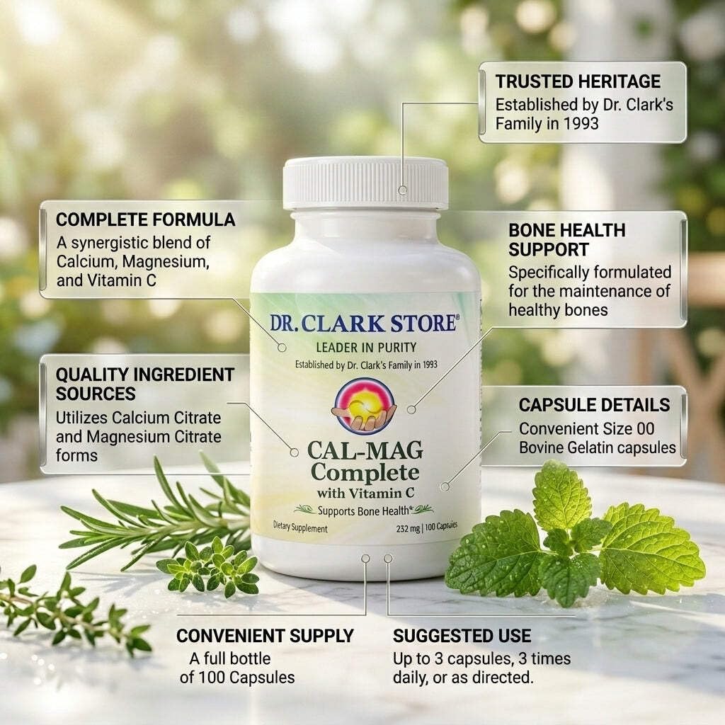 Dr Clark Cal-Mag Complete 2:1 Calcium-Magnesium-Vitamin C - 100 Capsules - image 3
