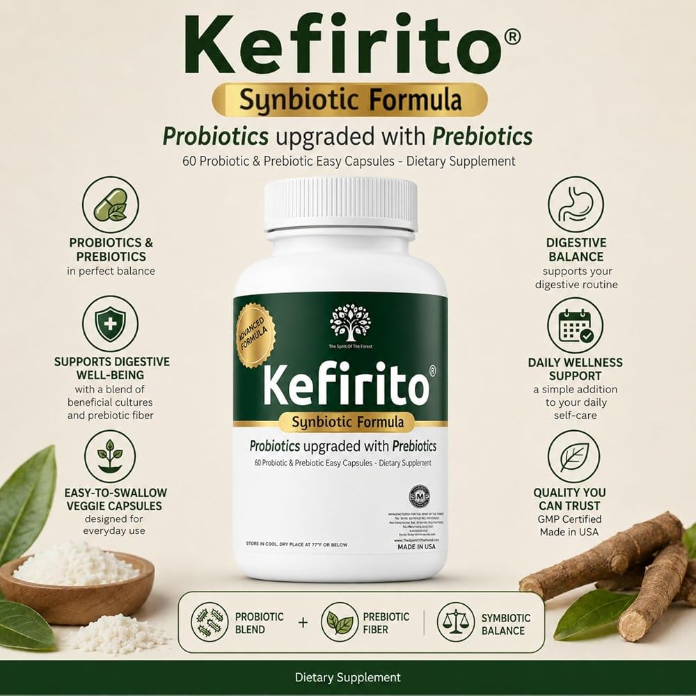 Spirit of The Forest Kefirito Daily Synbiotic Probiotic Prebiotic - 60 Capsules - image 9