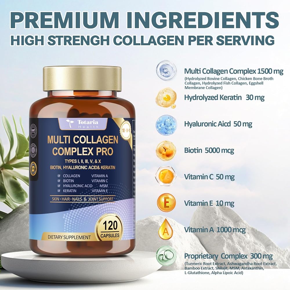 Totaria 18-in-1 Collagen Pro 1500mg Multi-Collagen - 120 Capsules - image 4