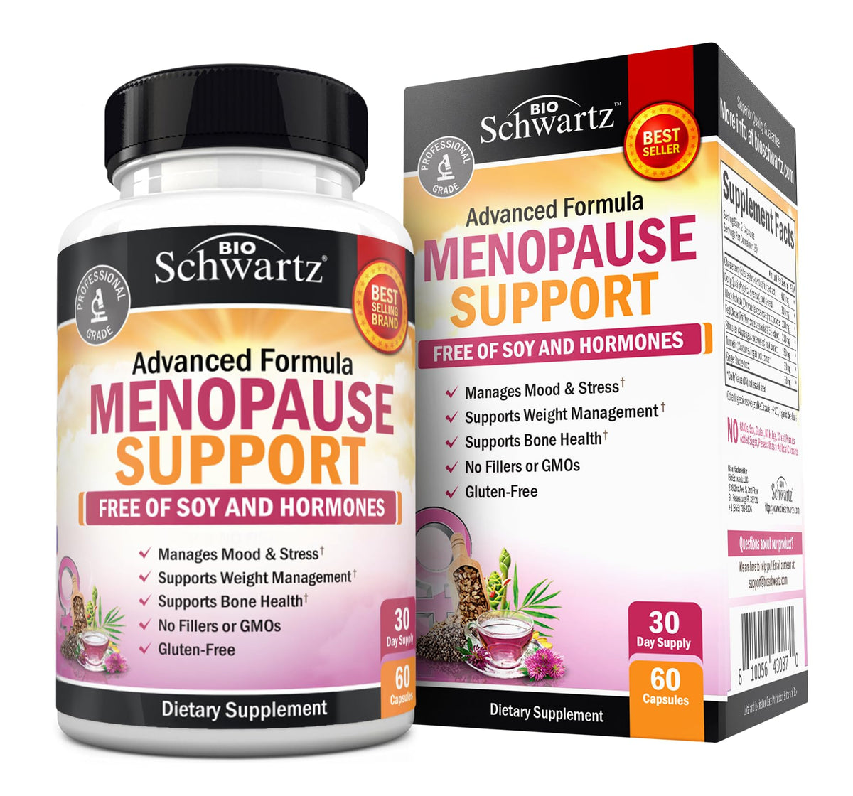 BioSchwartz Herbal Menopause Support for Women - 60 Vegetarian Capsules