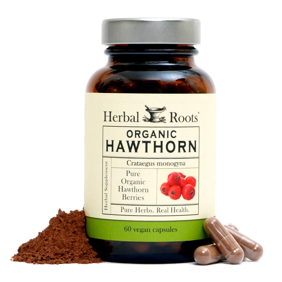 Herbal Roots Organic Hawthorn Berry Capsules 1,200mg - 60 Capsules