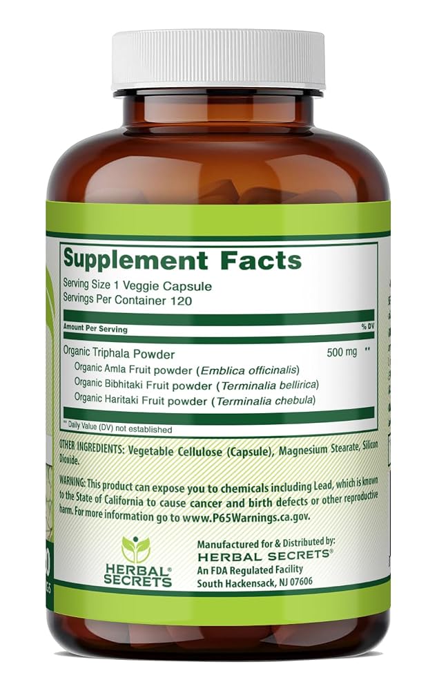 Herbal Secrets Triphala 500 mg - 120 Vegetarian Capsules - image 2