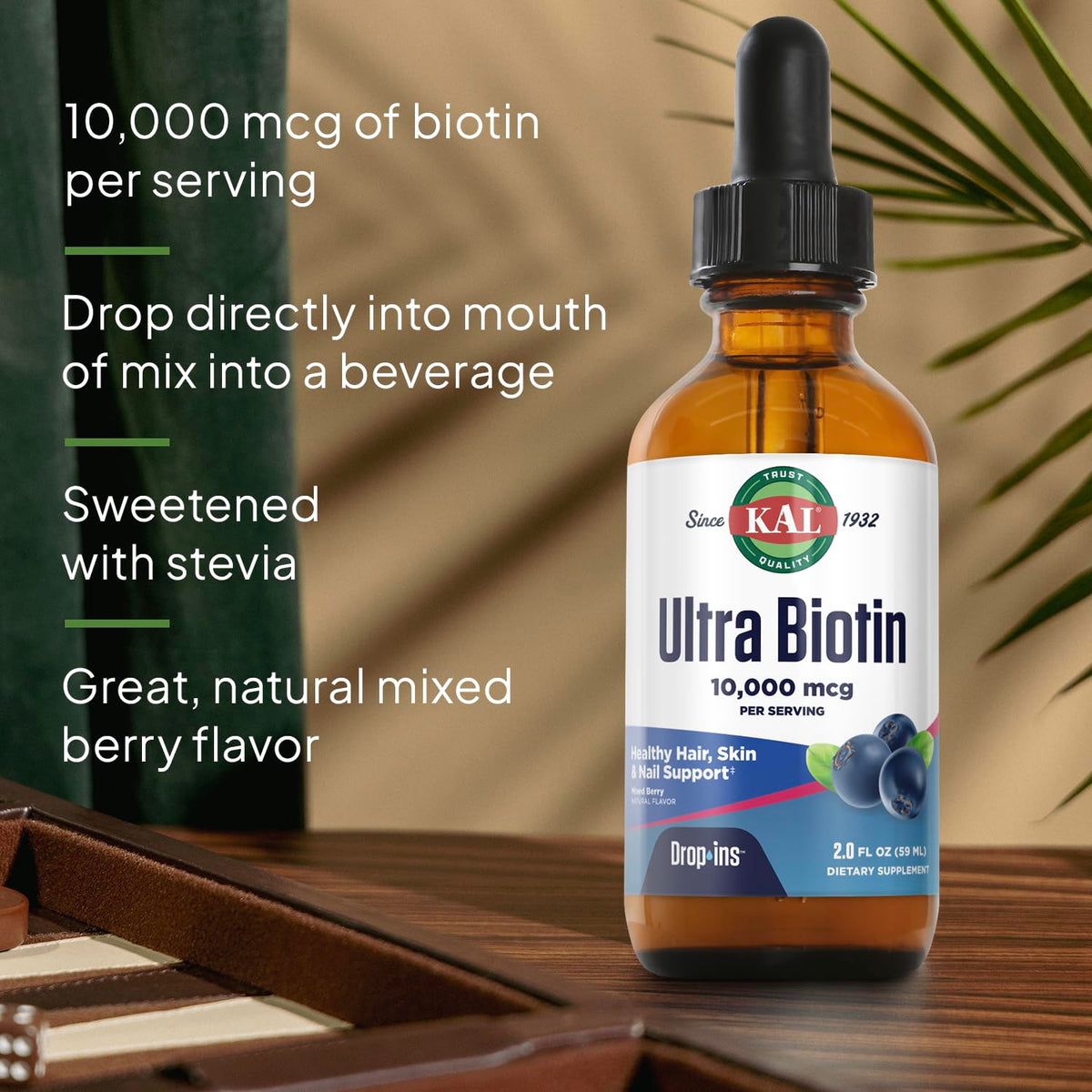 KAL Ultra Biotin 10000mcg DropIns Mixed Berry - 2 fl oz - image 4