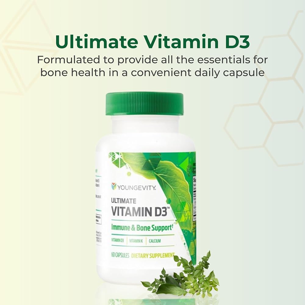 Youngevity Vitamin D3 5000 IU with K2 and Calcium - 60 Capsules - image 2