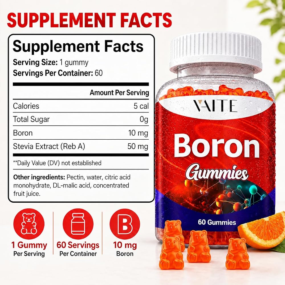 VAITE Boron Supplement 10mg Gummies for Bone Strength - 60 Chewables - image 3