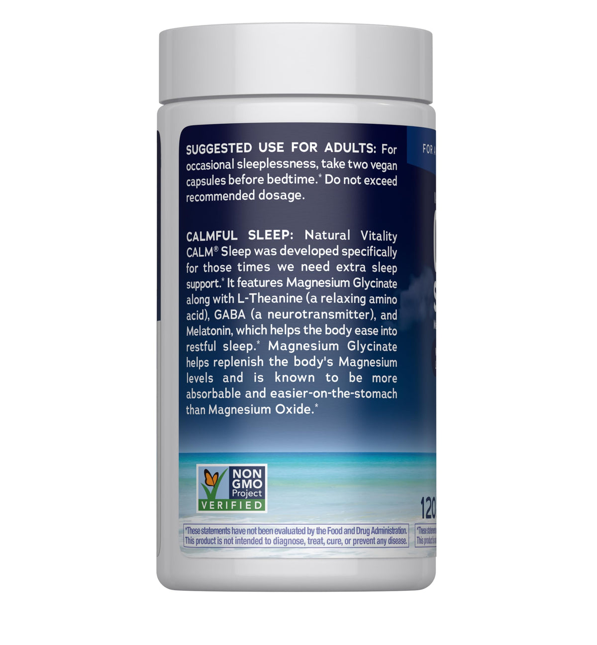 Natural Vitality Calm Sleep Magnesium Glycinate - 120 Capsules - image 3