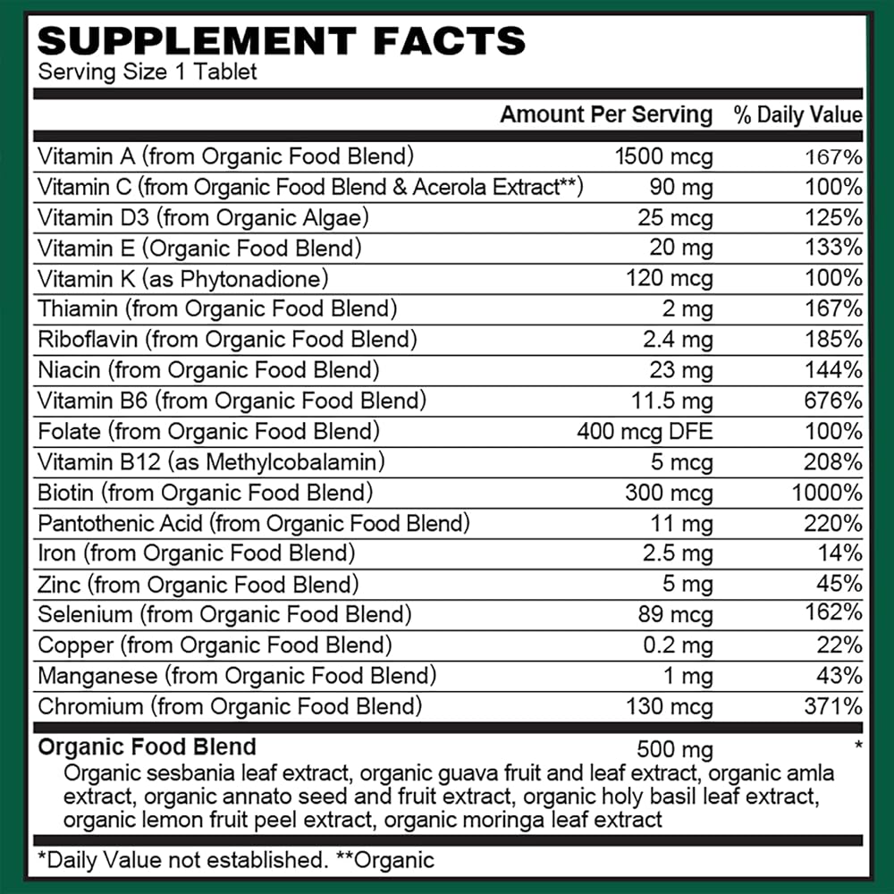 PlantFusion Organic Multivitamin for Women - One Daily Whole Food