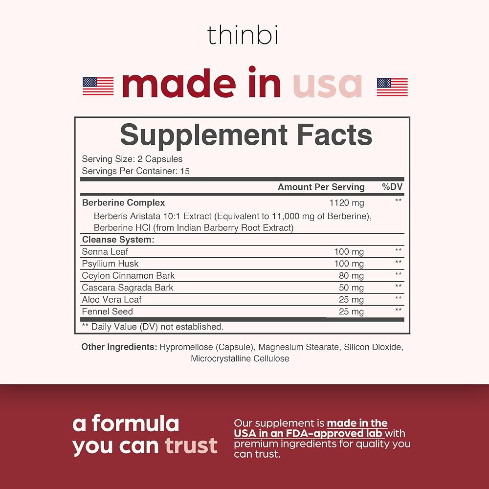 THINBI Colon Cleanse Capsules with Berberine - 30 Capsules - image 7