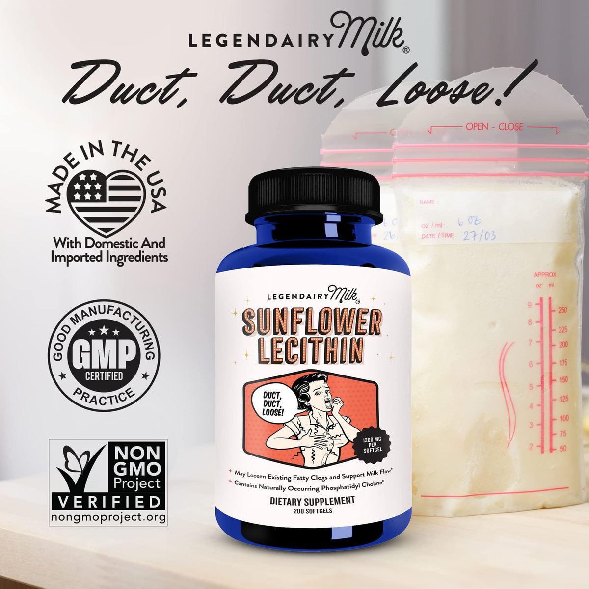 Legendairy Milk Sunflower Lecithin 1200mg Lactation Support - 200 Softgels - image 3
