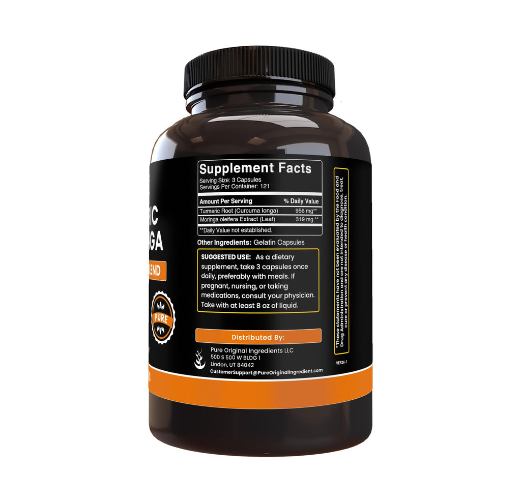 PURE ORIGINAL INGREDIENTS Turmeric & Moringa - 365 Capsules - image 2