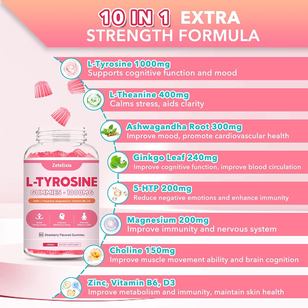Zetelixia 10 in 1 L-Tyrosine Gummies