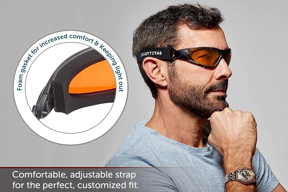 SafetyBlue Deluxe Blackout Sleep Glasses Amber Lens - 1 Pair - image 2