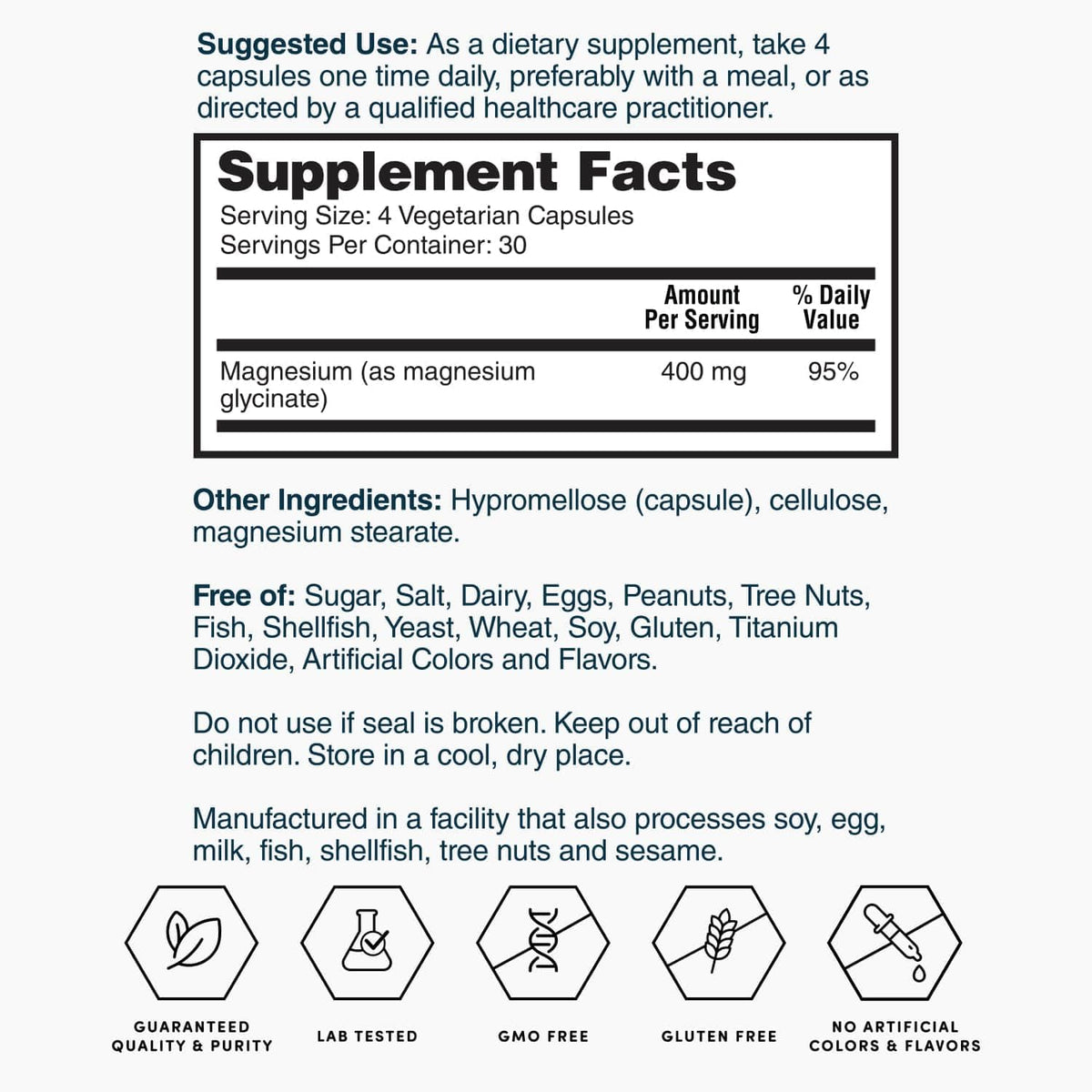 Nature's Lab Gold Magnesium Glycinate 400mg - 120 Capsules - image 7