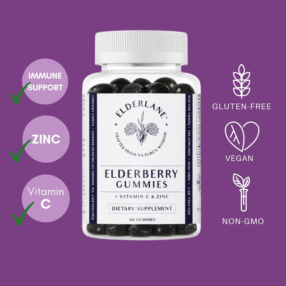 Elderlane Elderberry Gummies with Vitamin C & Zinc - 60 Gummies - image 5