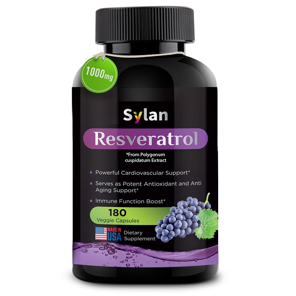 SYLAN Resveratrol Supplement 1000mg - 180 Vegetarian Capsules