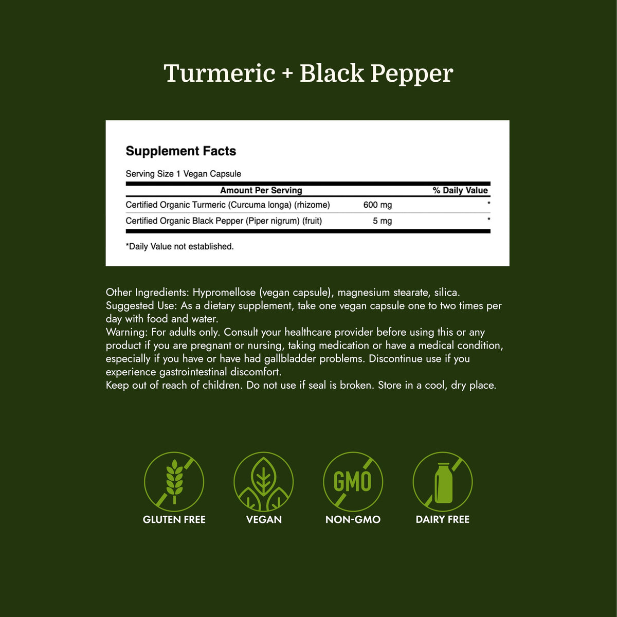Swanson Organic Turmeric & Black Pepper Joint Health - 60 Vegetarian Capsules - image 4