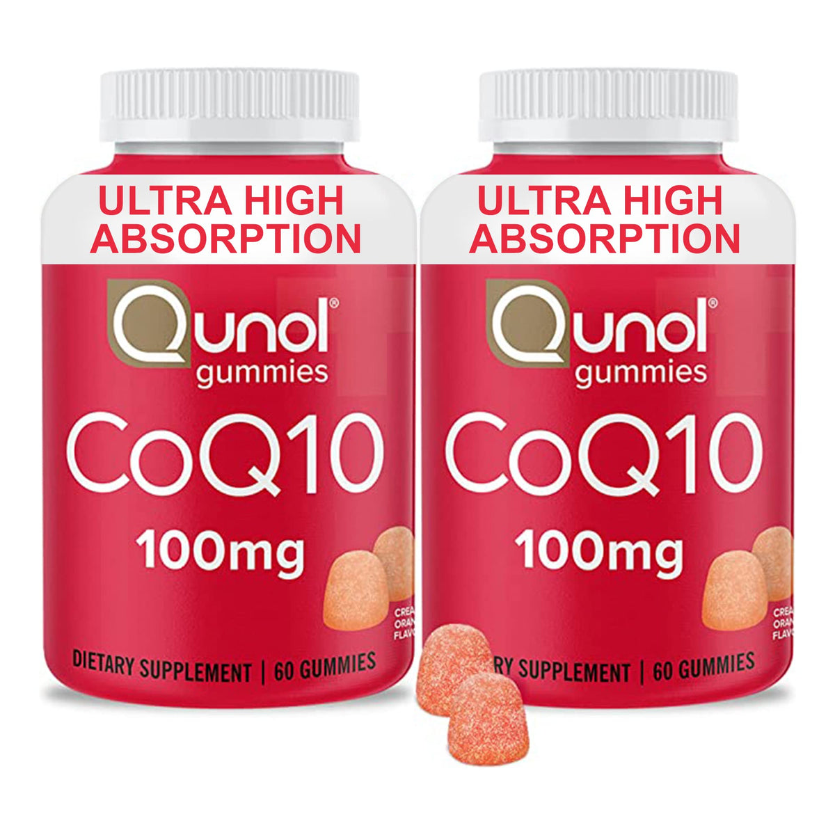 Qunol Gummy CoQ10 100mg Heart Health veganglutenfree Bottle Unisex