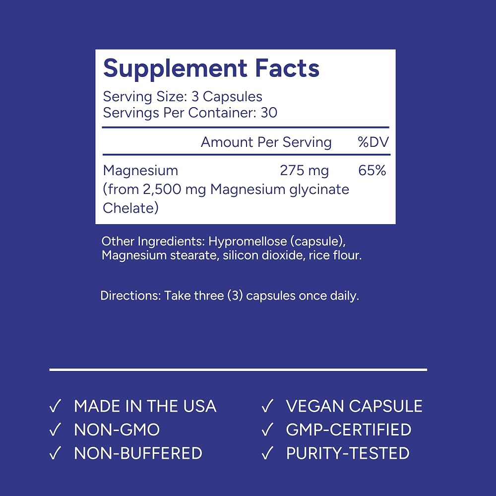 Pure Antioxidants Magnesium Glycinate for Sleep Support - 90 Capsules - image 5