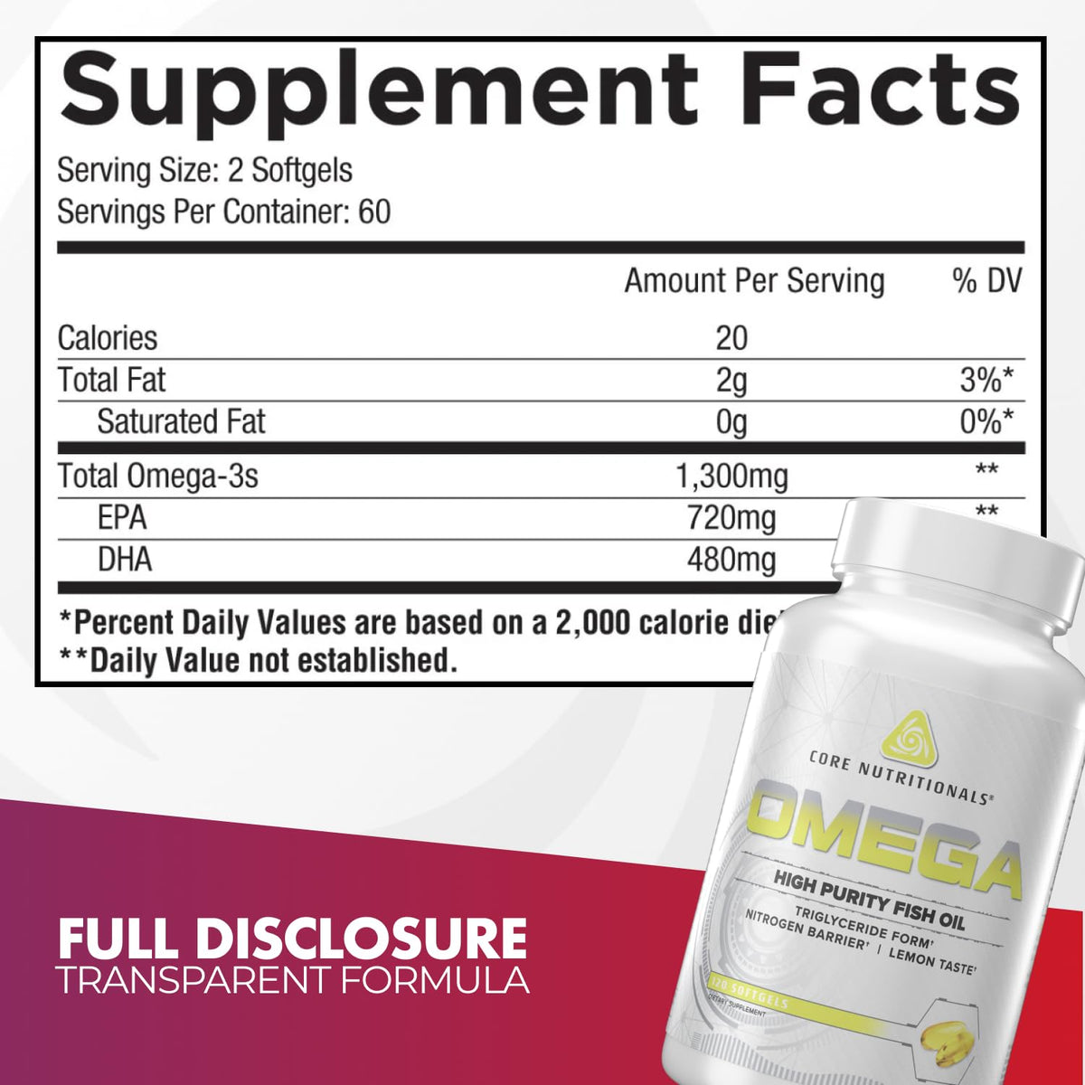 Core Nutritionals Omega Fish Oil Heart Health Support - 120 Softgels - image 2