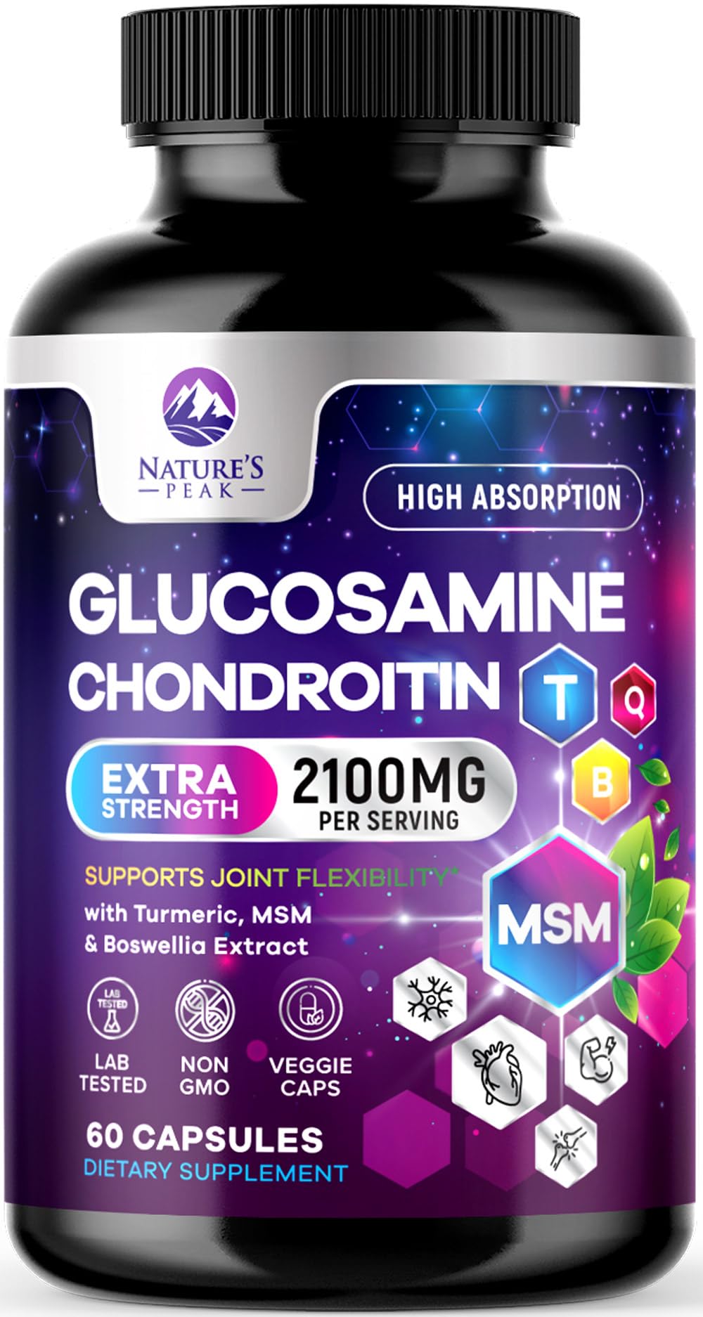 Nature's Peak Glucosamine Chondroitin MSM Joint Support - 60 Capsules